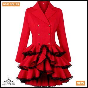 Victorian Steampunk Blazer Jacket with Lace Hem Gothic Vintage Style